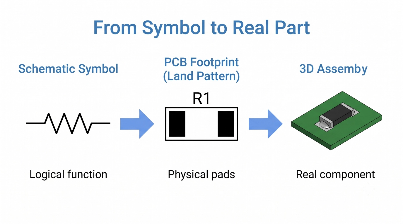 schematic symbol to pcb footprint