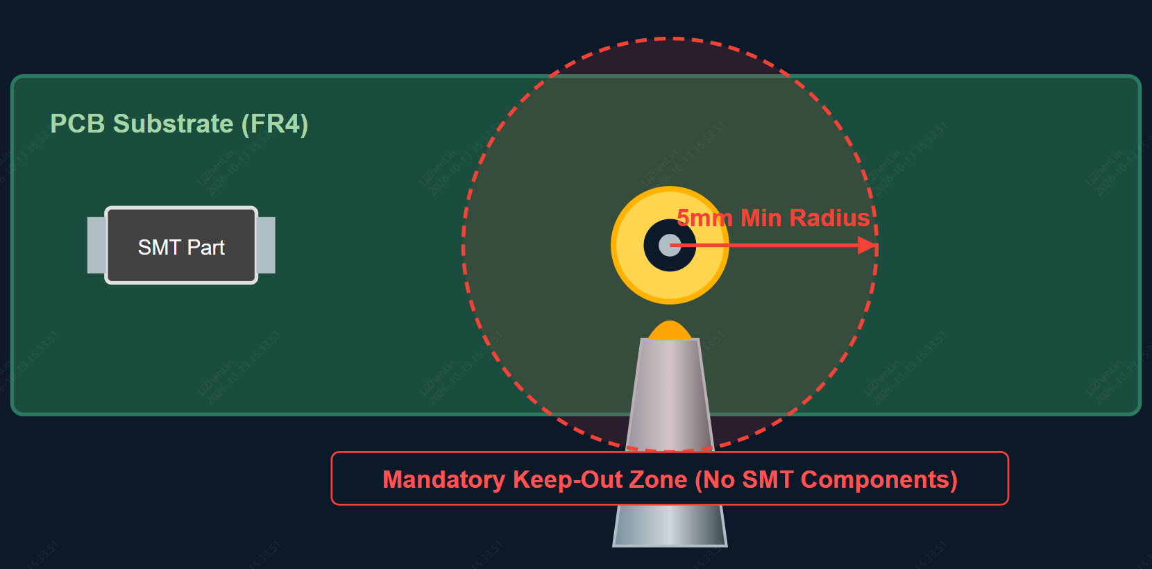 selective soldering 5mm keepout zone