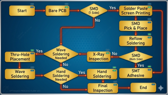 smt pcb assembly process flowchart