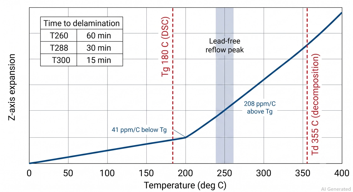 thermal analysis plot of a copper clad laminate