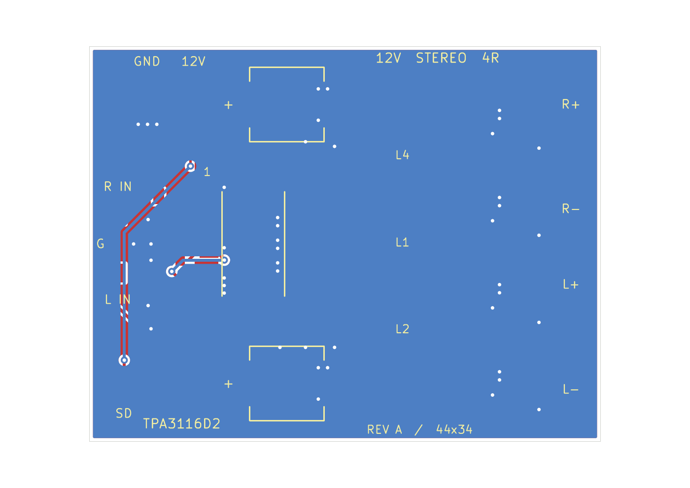 tpa3116d2 audio amplifier pcb bottom layer