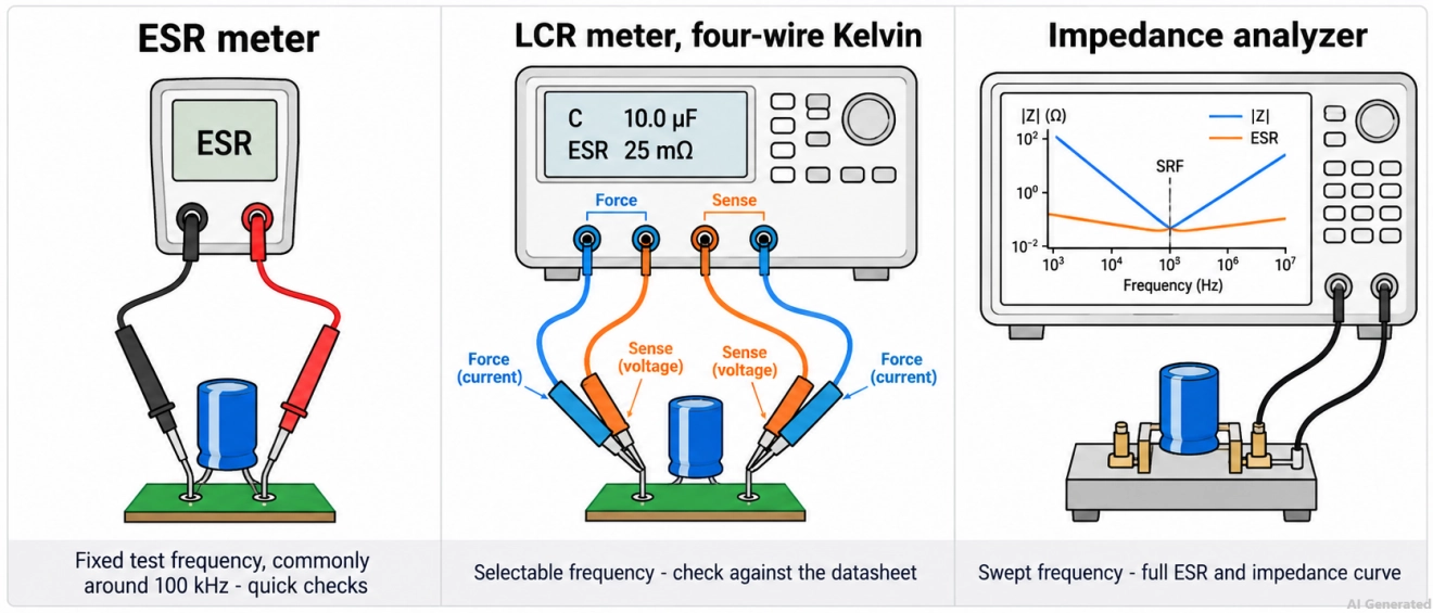ways to measure capacitor esr