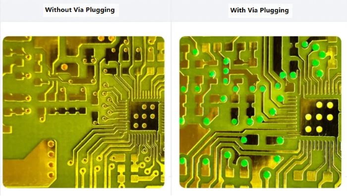 with via plugging vs without via plugging