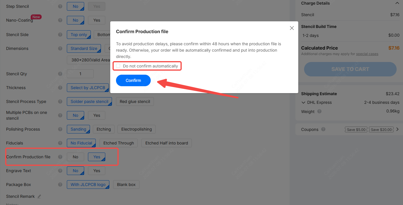 Confirm Production File for SMT Stencil