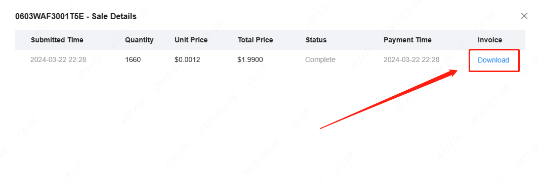 downloading invoice from jlcpcb sale details