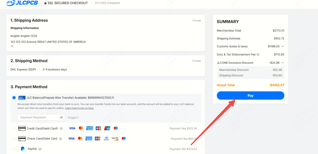 pay your pcba order