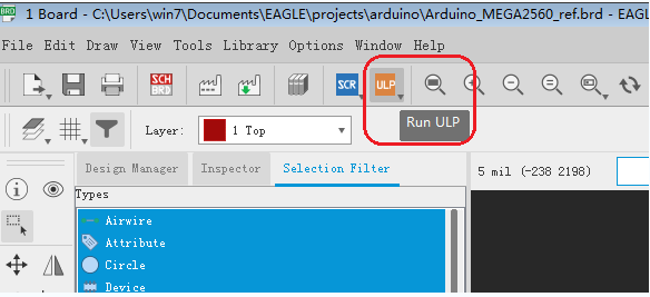 click the run ulp button in the board editor