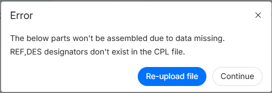 error if wrong files are uploaded
