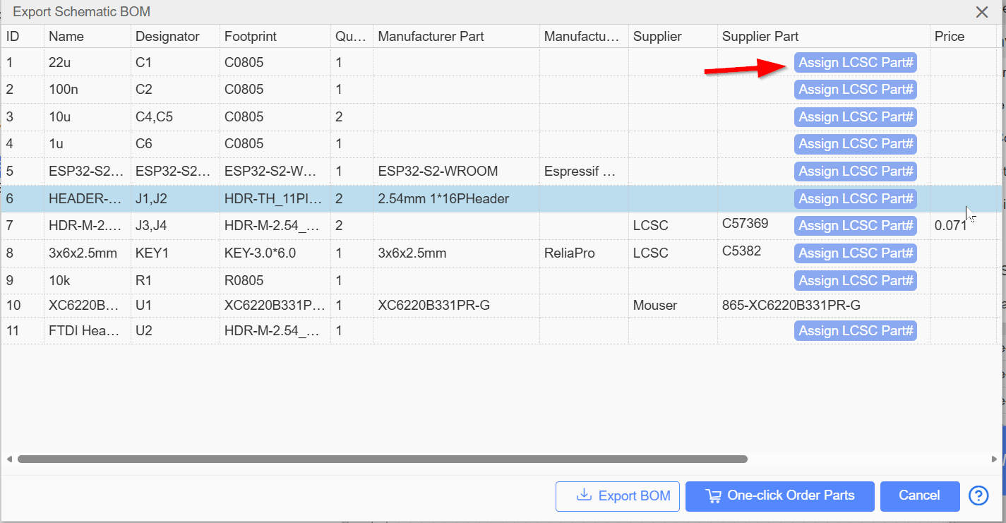 export bom files from easyeda standard 2