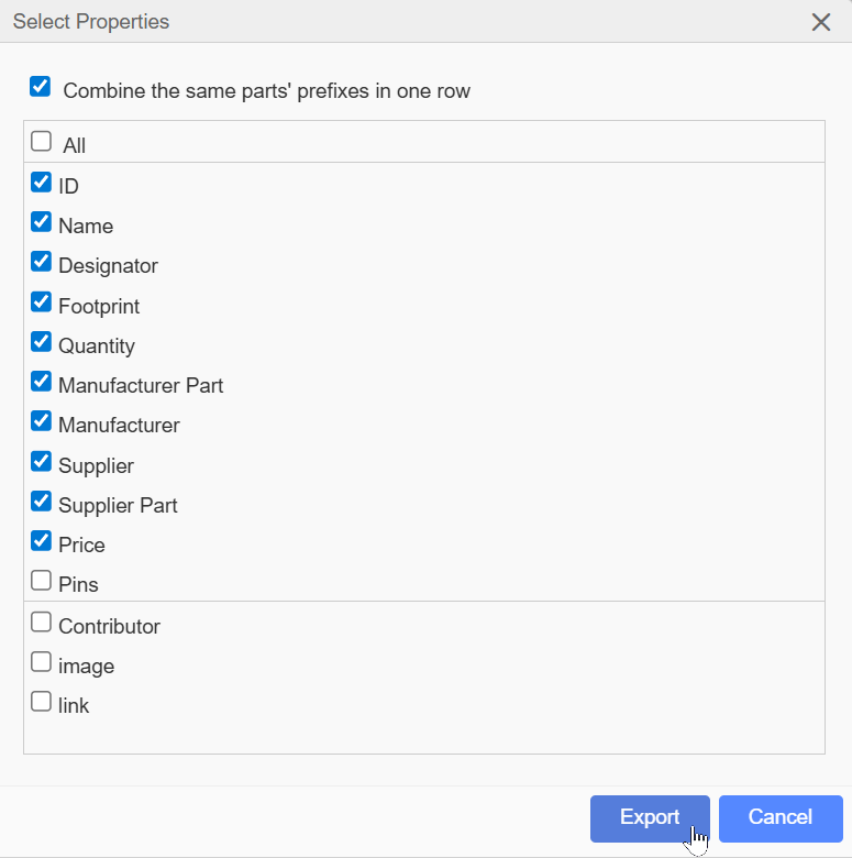 export bom files from easyeda standard 3
