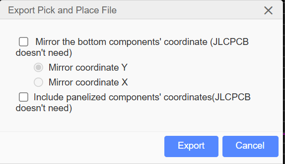 export pick and place files from easyeda standard 2