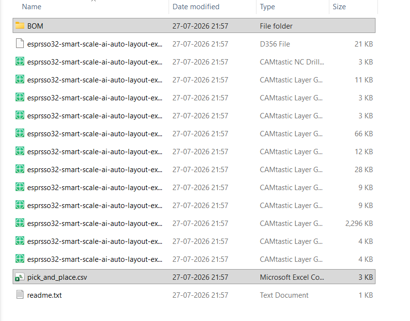 exported gerber folder contents