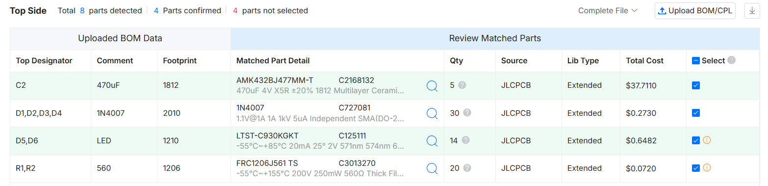 jlcpcb bom review