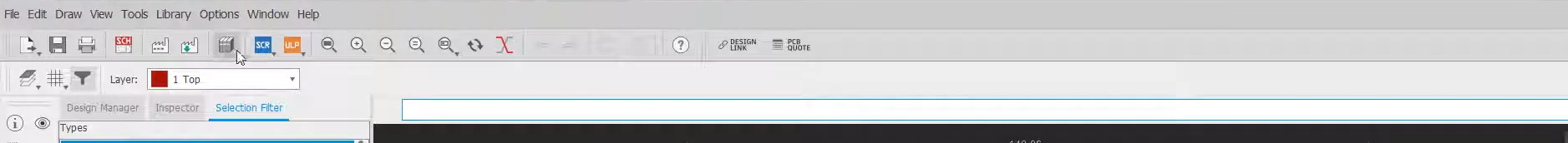run ulp button location on the eagle board editor toolbar