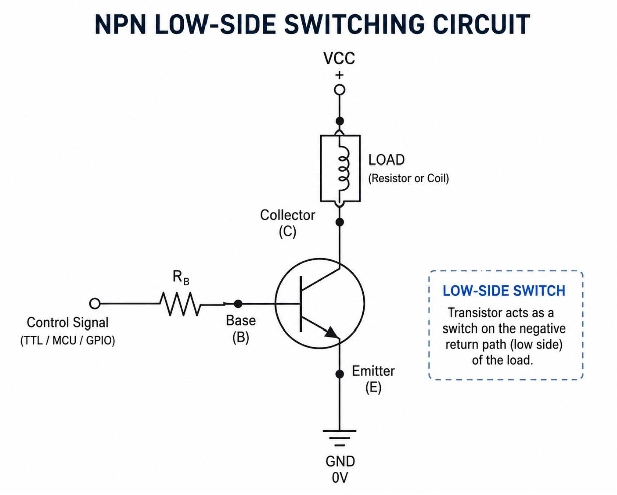 npn transistor low side switching