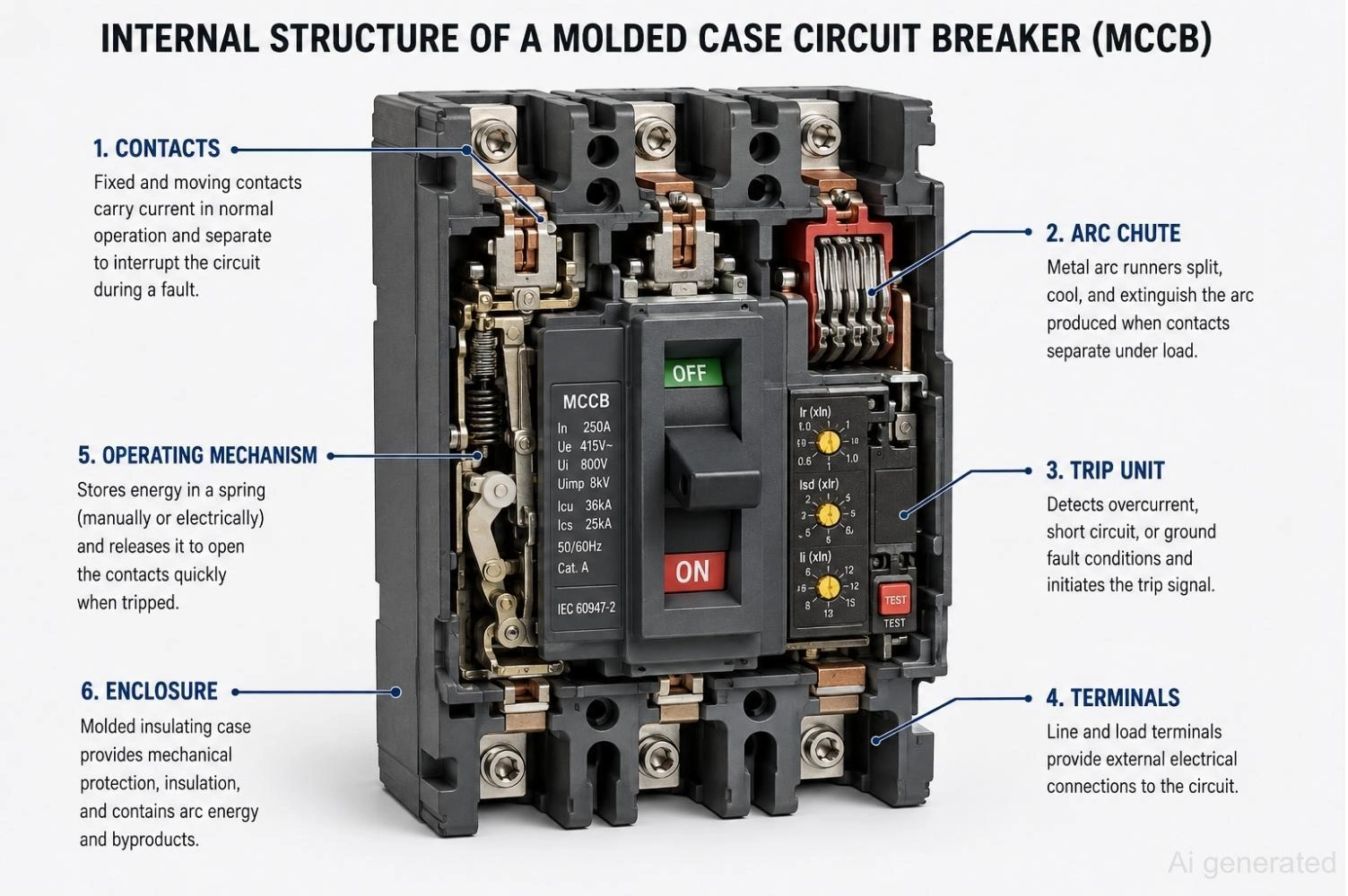 nternal structure of a circuit breaker
