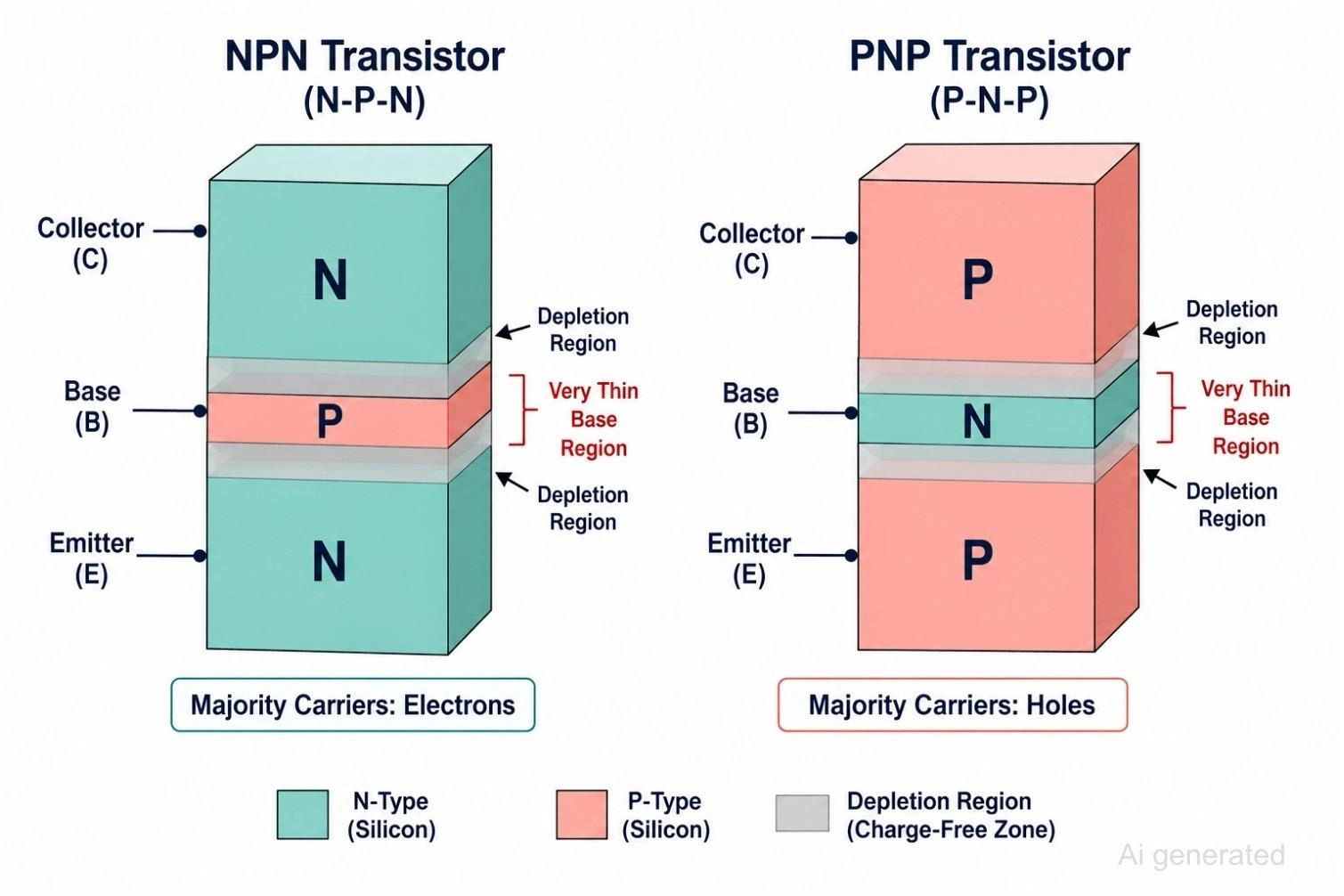 semiconductor layer structure of npn and pnp transistors